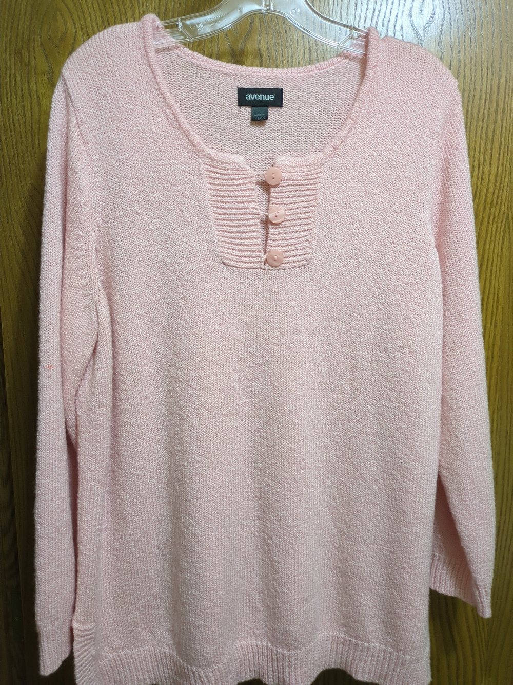 Avenue Peachy Pink Knit Button-Front Women’s Sweater
